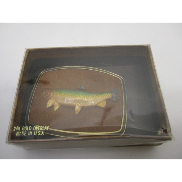 1979 Raintree Rainbow Trout Belt Buckle 24k Gold Overlay ! - Picture 12 of 12